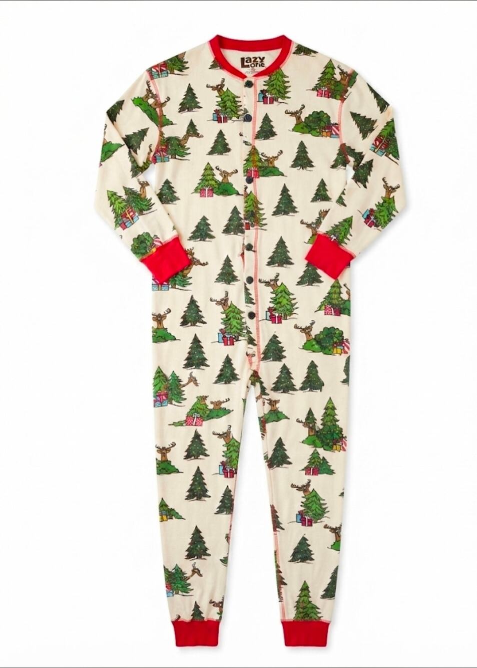 Lazy One No Peeking Reindeer Adult Onesie Flapjack Size Large